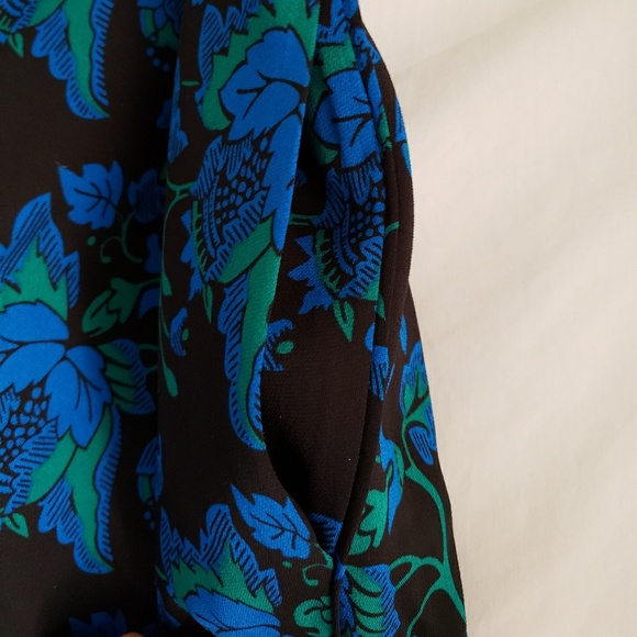 DVF floral flat front crepe wide leg trouser pants - Picture 4 of 11